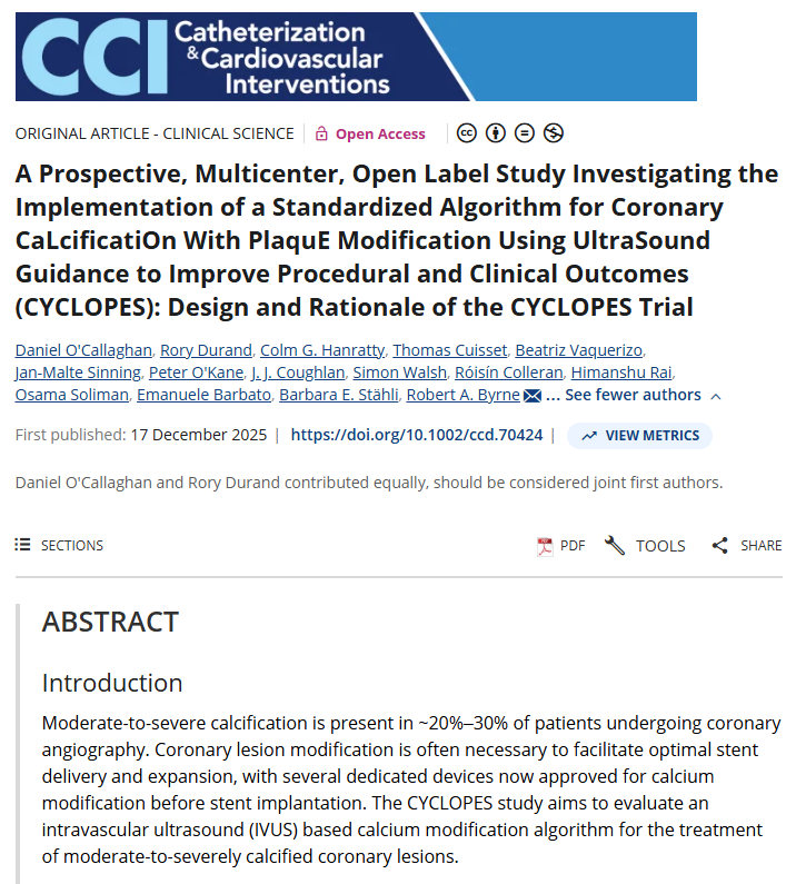 Cyclopes trial publication in CCI